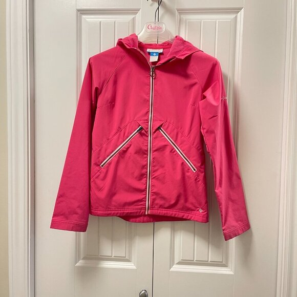 Columbia Omni Tech Pink Zip Rain Jacket Youth Girls - (14/16) Large - Picture 1 of 11